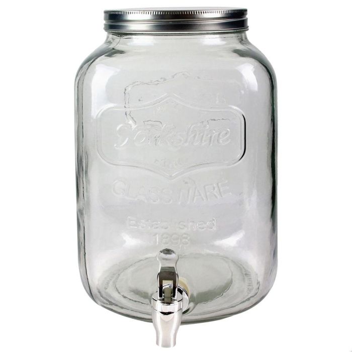 Home Deco Factory Dispensador Bebida 8 L Colección Essentiel Cristal con Grifo Tapa Metal 2