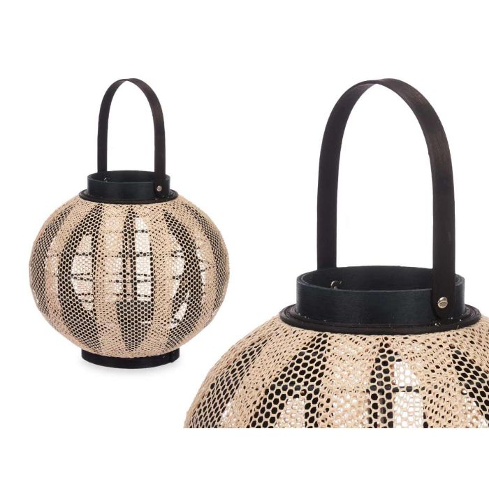 Farol Portavela Esfera Giftdecor 30x30x30 cm - Tela, Madera, Vidrio - Beige/Negro (2 Unidades) 1 Farol Portavela Esfera Giftdecor 30x30x30 cm - Tela, Madera, Vidrio - Beige/Negro (2 Unidades) 1