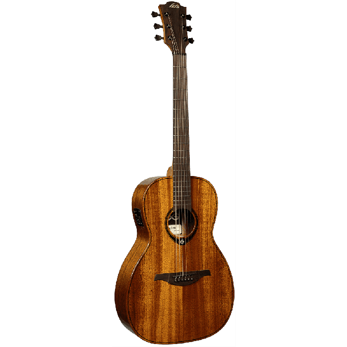 LAG Guitarra Acústica Parlor A/E Tramontane 98 Caoba Sólida Electroacústica 1