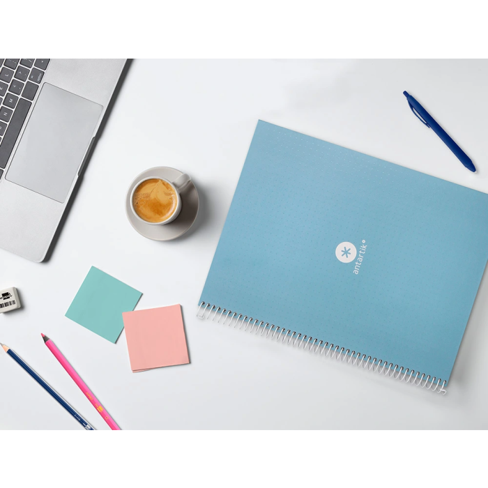 Antartik Cuaderno espiral A4 micro dots tapa forrada 80 hojas 90 gr rayado puntos celeste 10