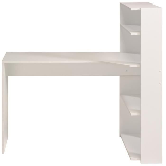 Parisot JUNIO Escritorio Esquinero Aglomerado Blanco Contemporáneo con Bandeja y 2 Estantes L 122 x P 64 x H 121 cm 1 Parisot JUNIO Escritorio Esquinero Aglomerado Blanco Contemporáneo con Bandeja y 2 Estantes L 122 x P 64 x H 121 cm 1