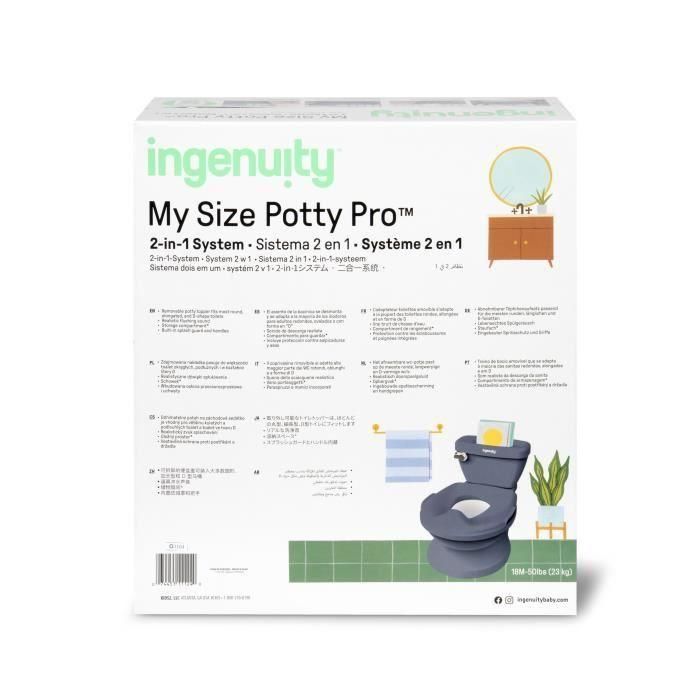 Ingenuity ING0074451111240 Inodoro infantil Mini con reductor, descarga musical y compartimento para toallitas integrado, azul 1