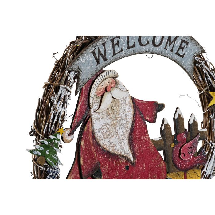 DKD Home Decor Decoración Luminosa de Navidad Tradicional Papá Noel y Muñeco de Nieve LED Madera Gris Rojo Pilas AA 2 Unidades 30x31x4 cm 2