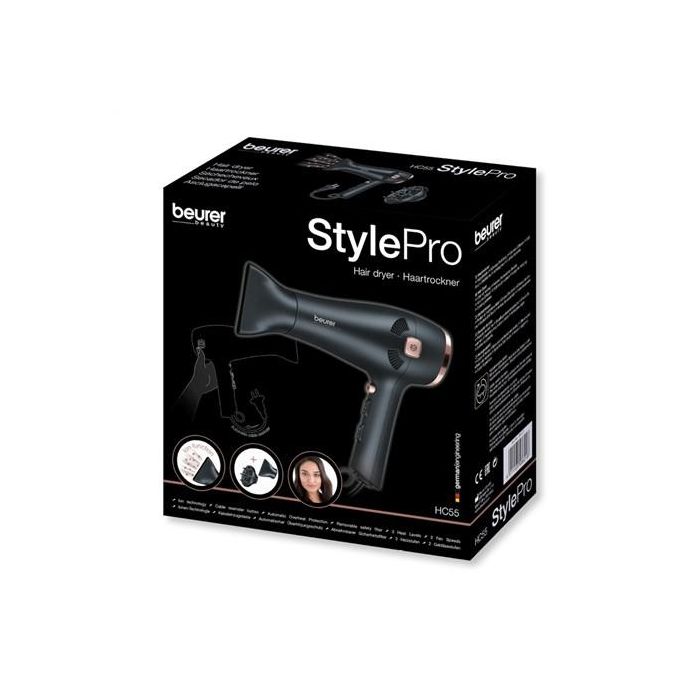 Beurer HC-55 Secador de Pelo Profesional 2.000 W con Función Iónica y Cable Retráctil