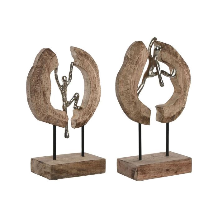 Figura Decorativa Home ESPRIT Marrón Plateado Natural 19 x 9 x 28 cm (2 Unidades) Figura Decorativa Home ESPRIT Marrón Plateado Natural 19 x 9 x 28 cm (2 Unidades)