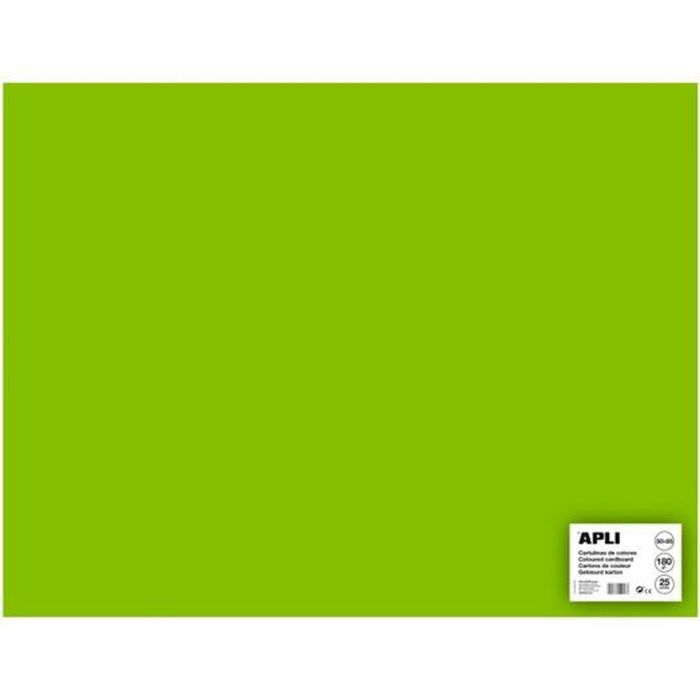 Apli cartulina 50x65cm 170 gr pack de 25h verde flúor