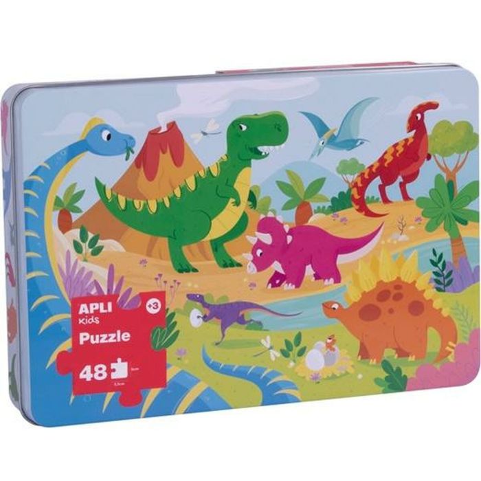 Apli Puzzle Tematica Dinosaurios 24 Piezas Caja Metalica 3 Anos Bixoto