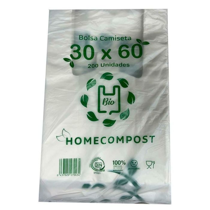 Bolsa de Compras 200 Unidades Biodegradable Blanco 30 x 60 cm