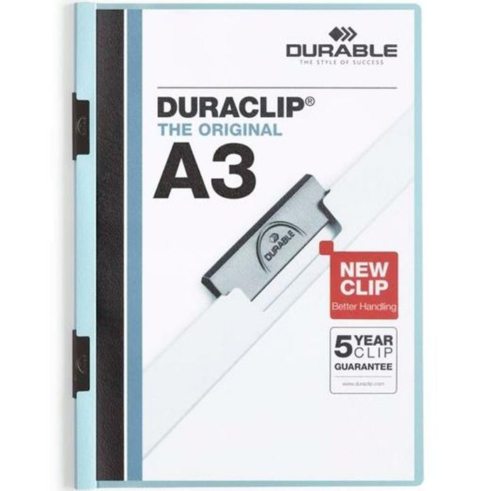 Carpeta Portafolios Durable Duraclip 60 Azul Transparente A3 (10 Unidades) 1