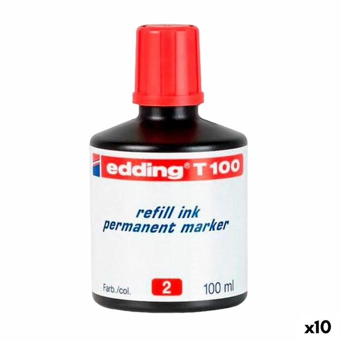 Tinta de recarga Edding T100 Permanente Rojo 100 ml (10 Unidades) Tinta de recarga Edding T100 Permanente Rojo 100 ml (10 Unidades)