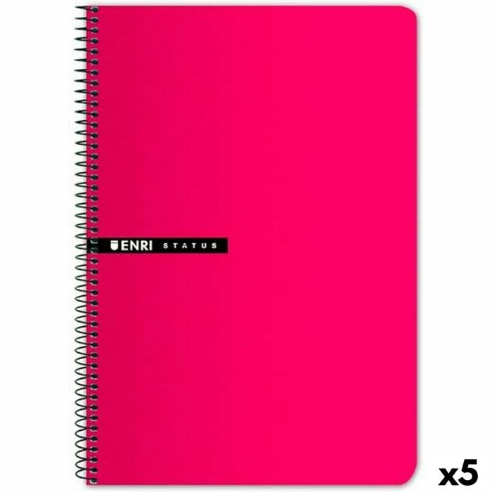Cuaderno ENRI Cuadriculado Rojo Din A4 (5 Unidades) 2