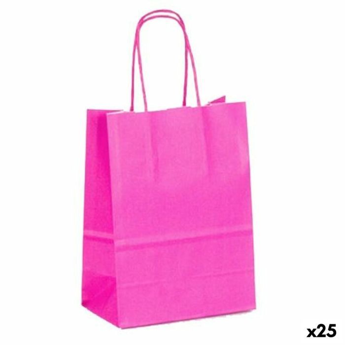 Bolsas Fama 26 x 10 x 35 cm Papel Magenta Con asas 25 Unidades