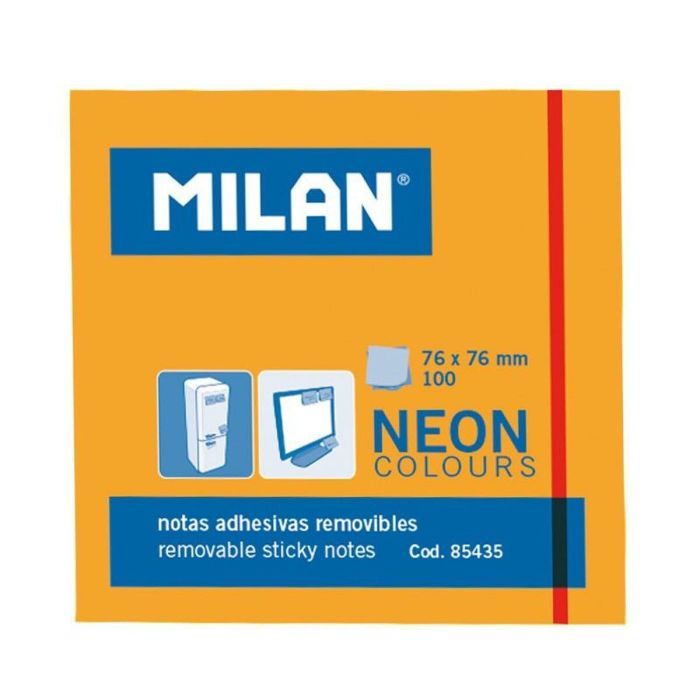 Notas Adhesivas Milan Naranja 76 x 76 mm (10 Unidades) 1