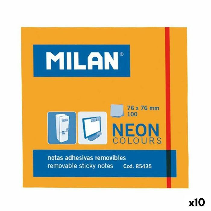 Notas Adhesivas Milan Naranja 76 x 76 mm (10 Unidades) 2