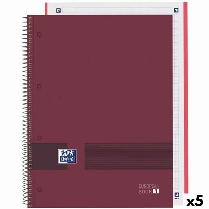 Cuaderno Oxford European Book Write&Erase Burdeos A4 (5 Unidades) 2