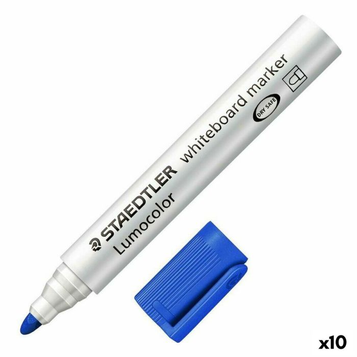 Rotulador Staedtler Lumocolor 351 Para Pizarra Blanca Punta Redonda 2 mm Recargable Color Azul 10 unidades