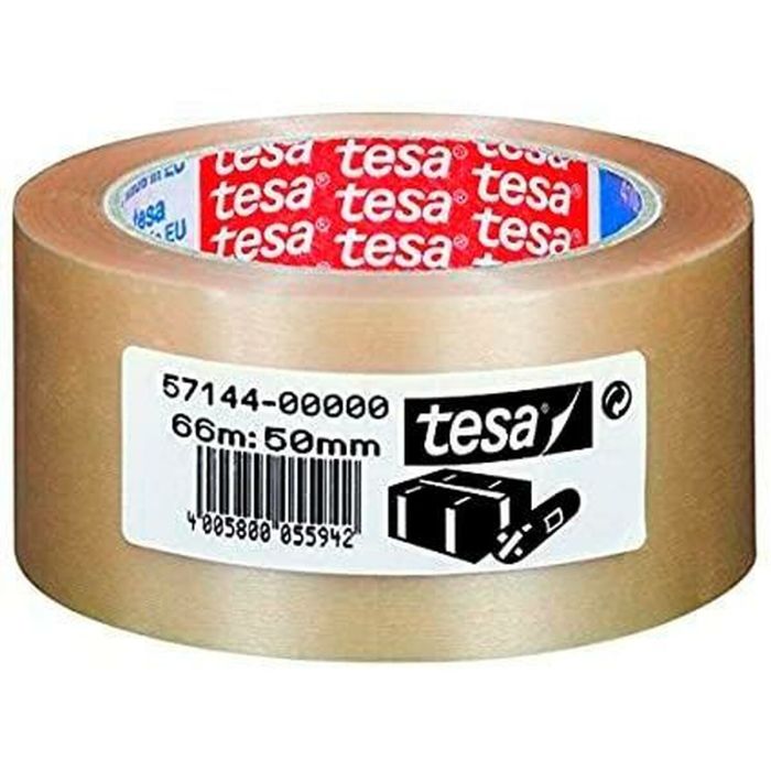 Cinta Adhesiva TESA Embalaje Extrafuerte Transparente PVC 50 mm x 66 m (6 Unidades) 1