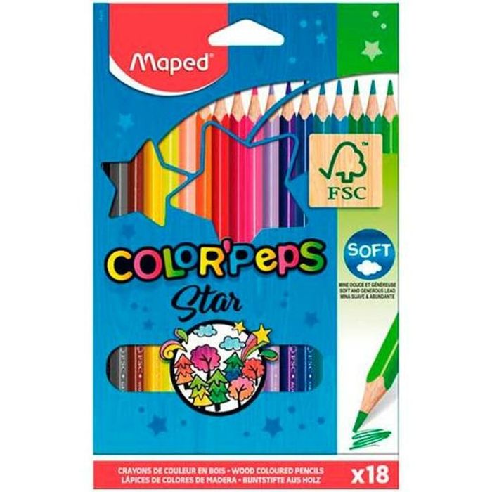 Lápices de colores Maped Color' Peps Star Multicolor 18 Piezas (12 Unidades) 1