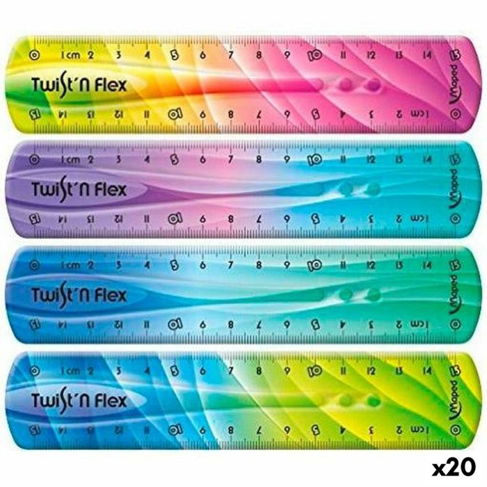 Set de reglas Maped Twist'n Flex Multicolor 15 cm Flexible 20 Unidades