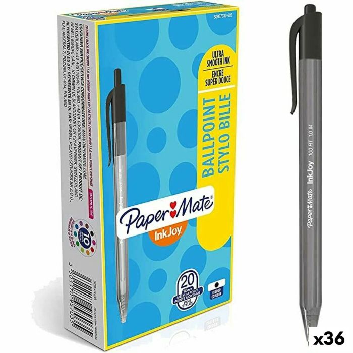 Bolígrafo Paper Mate Inkjoy 20 Piezas Negro 1 mm (36 Unidades)