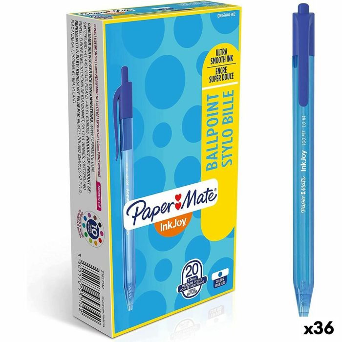 Bolígrafo Paper Mate Inkjoy 20 Piezas Azul 1 mm (36 Unidades)