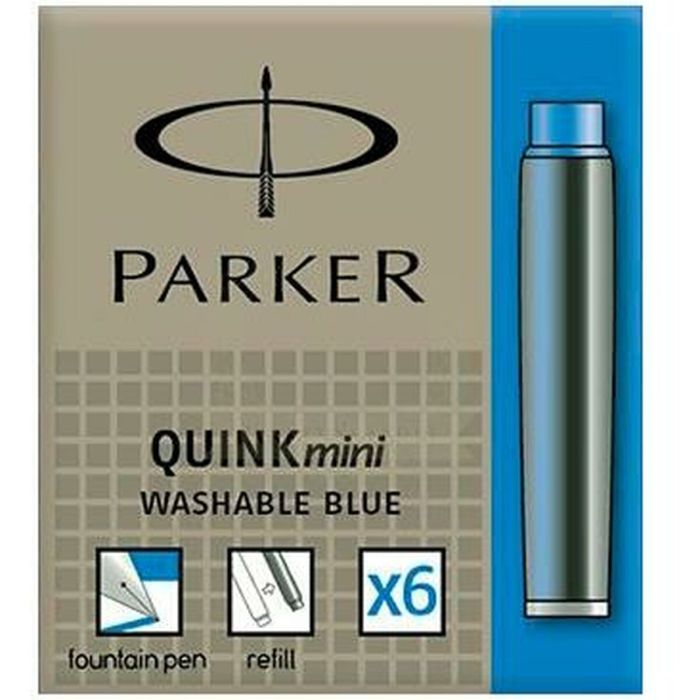 Recambio de tinta para pluma Parker Quink Mini 6 Piezas Azul (30 unidades) 1