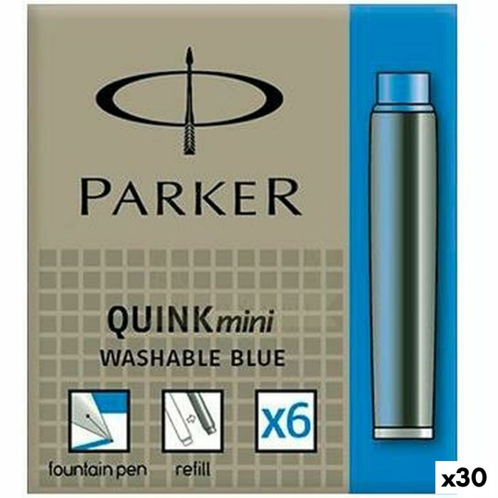 Recambio de tinta para pluma Parker Quink Mini 6 Piezas Azul (30 unidades)
