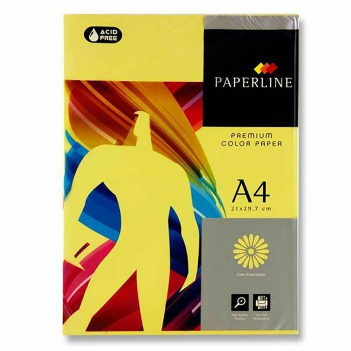 Papel para Imprimir Fabrisa Paperline Premium 80 g/m² Amarillo A4 500 Hojas (5 Unidades) 1