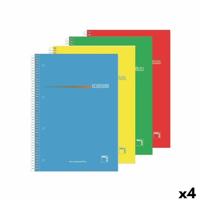 Pacsa cuaderno premium 160h a5 70 gr 5x5 + greca microperforado 5 bandas color tapa blanda c/surtidos -4u-