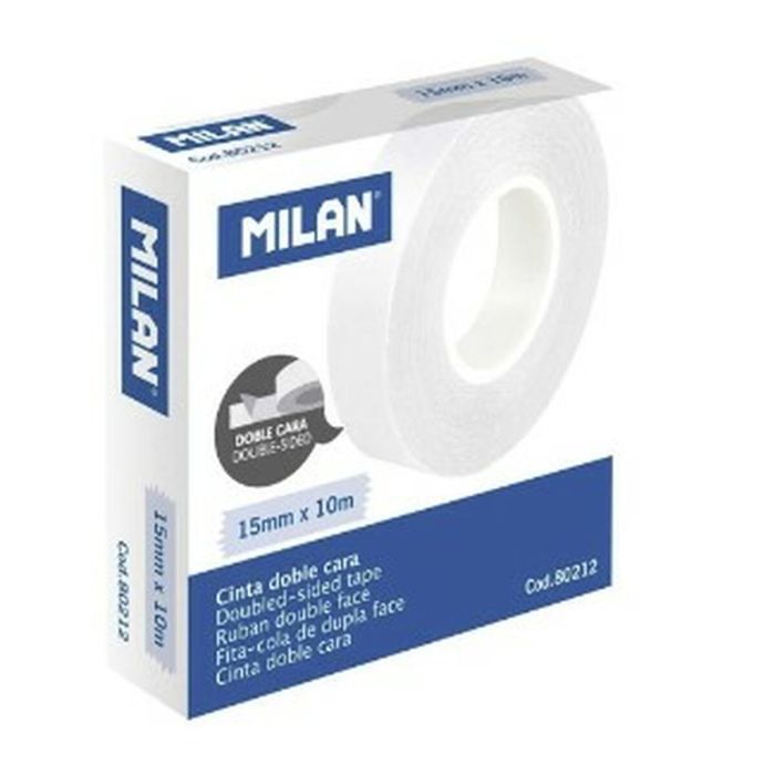 Cinta de Doble Cara Milan 15 mm 10 m Transparente (10 Unidades) 1