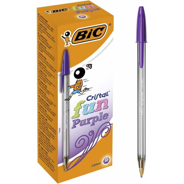 Set de Bolígrafos Bic Cristal Fun Púrpura 1,6 mm (18 Unidades) 1