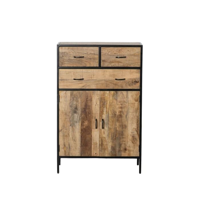 Armario MANGO 85 x 40 x 130 cm Natural Negro Madera Hierro 0 Armario MANGO 85 x 40 x 130 cm Natural Negro Madera Hierro 0