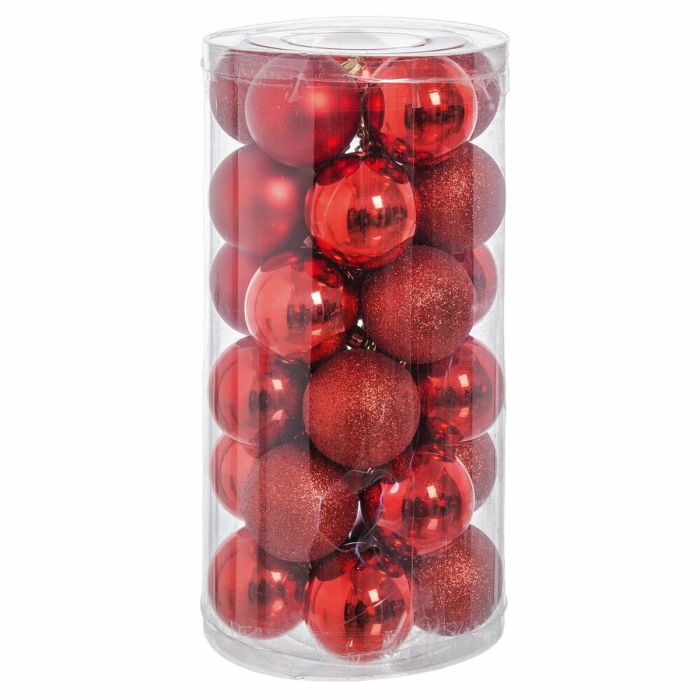 Bolas de Navidad Rojo Plástico Purpurina 6 x 6 x 6 cm (30 unidades)