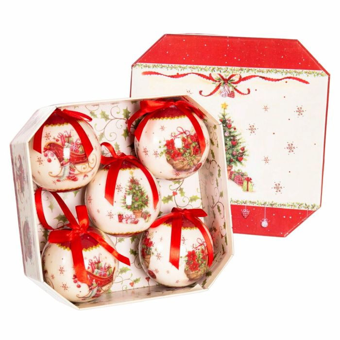 Bolas de Navidad Multicolor Papel Polyfoam 7,5 x 7,5 x 7,5 cm (5 Unidades)