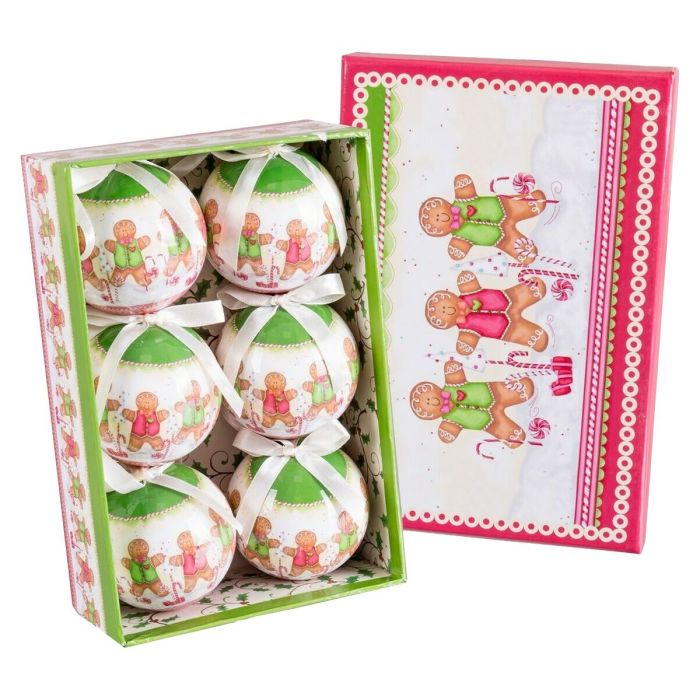 Bolas de Navidad Multicolor Polyfoam Ø 7,5 cm Muñeco Jengibre (6 Unidades) 1