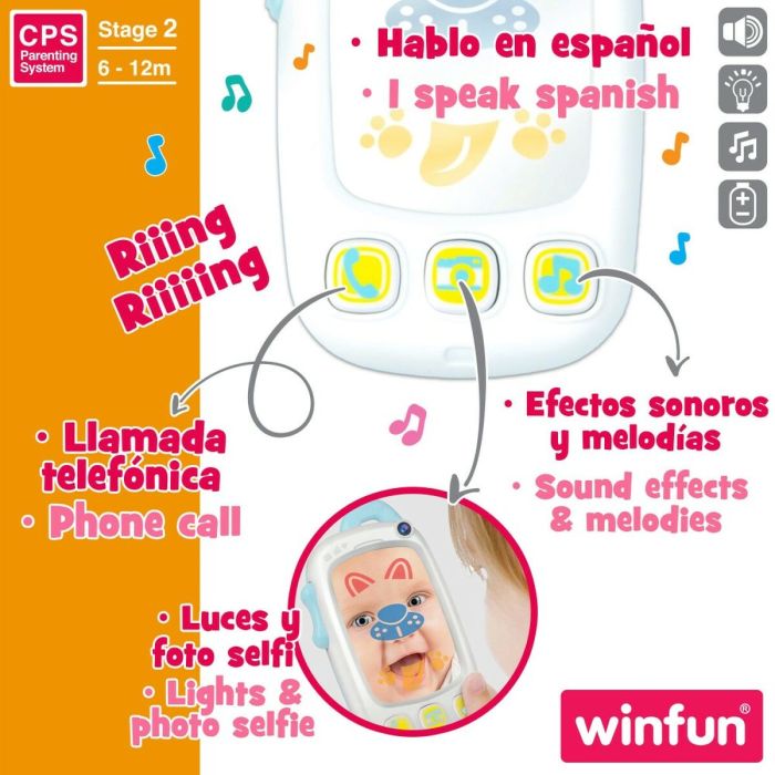 Teléfono de Juguete Winfun Blanco 9 x 15,5 x 3,8 cm (6 Unidades) 3