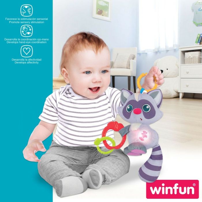 Peluche Sonajero Winfun Mapache 14,5 x 20 x 9,5 cm (6 Unidades) 3