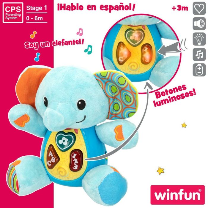 Peluche con Sonido Winfun Elefante 17 x 17,5 x 10 cm (6 Unidades) 5