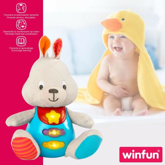 Peluche con Sonido Winfun Conejo 17 x 17,5 x 10 cm (6 Unidades) 2