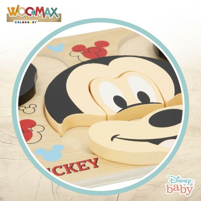 Puzzle Infantil de Madera Disney Mickey Mouse + 12 Meses 6 Piezas (12 Unidades) 5