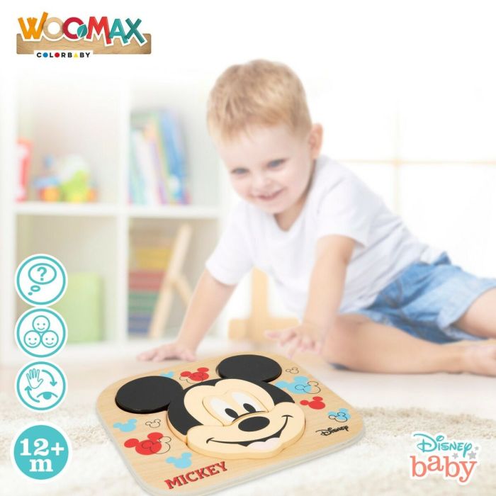 Puzzle Infantil de Madera Disney Mickey Mouse + 12 Meses 6 Piezas (12 Unidades) 3