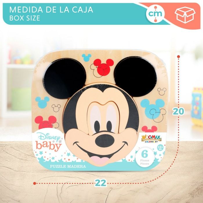Puzzle Infantil de Madera Disney Mickey Mouse + 12 Meses 6 Piezas (12 Unidades) 1