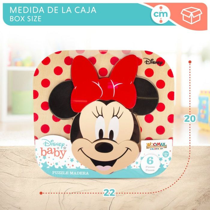 Puzzle Infantil de Madera Disney Minnie Mouse + 12 Meses 6 Piezas (12 Unidades) 1