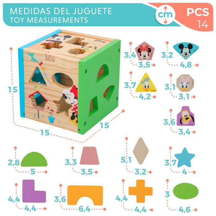 Puzzle Infantil de Madera Disney 14 Piezas 15 x 15 x 15 cm (6 Unidades) 2