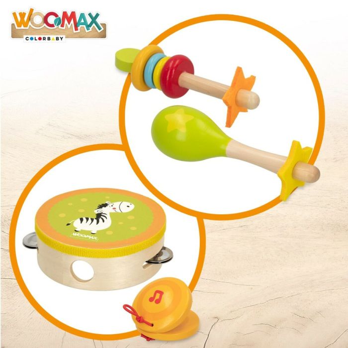 Set de instrumentos musicales de juguete Woomax 14,5 x 4,5 x 14,5 cm Madera (4 Unidades) 2