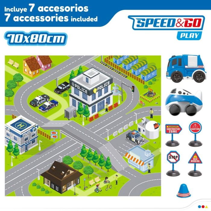 Alfombra de juego Speed & Go Accesorios Vehículos Carretera Tela Plástico (6 Unidades) 4