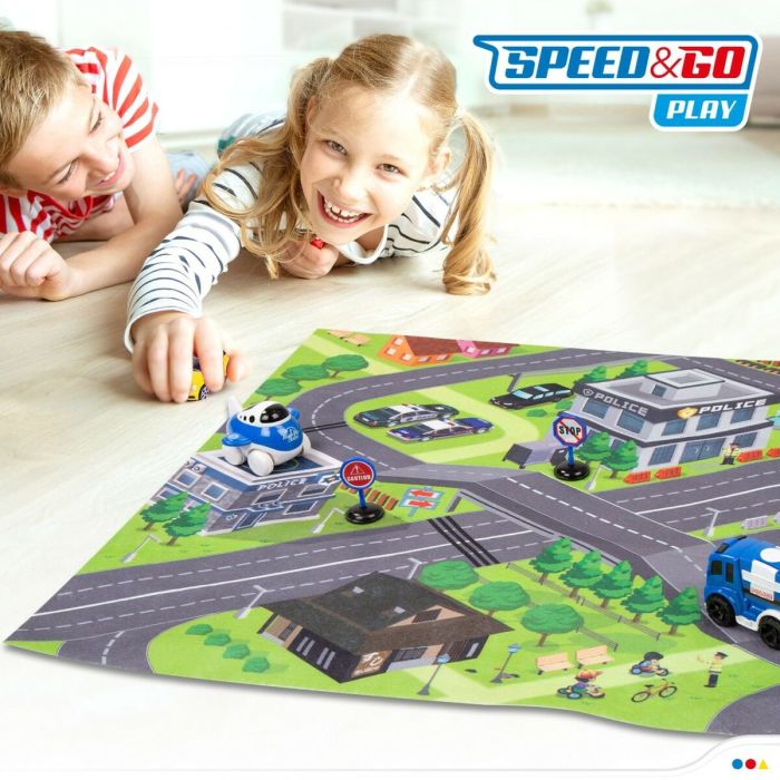 Alfombra de juego Speed & Go Accesorios Vehículos Carretera Tela Plástico (6 Unidades) 1