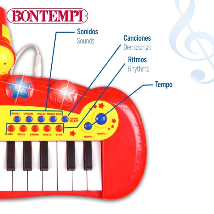 Piano Interactivo para Bebé Bontempi Infantil Micrófono 33 x 13 x 19,5 cm (6 Unidades) 2