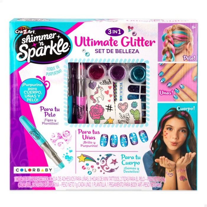 Set de Belleza Cra-Z-Art Infantil Uñas Pelo Cuerpo Purpurina 4 Unidades 6