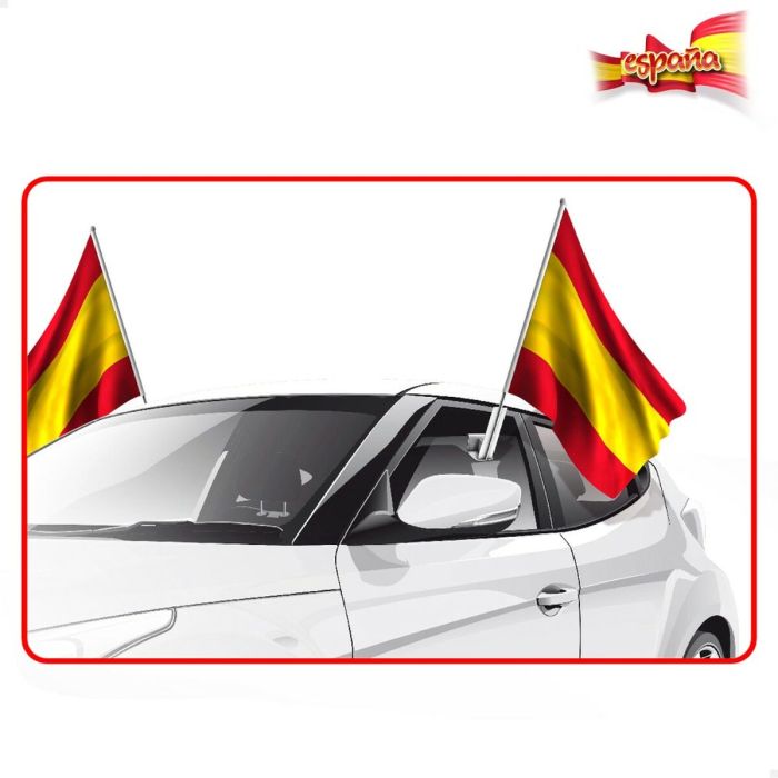 Soporte de bandera para coche Colorbaby 45 x 30 cm España 2 Piezas 24 Unidades 5